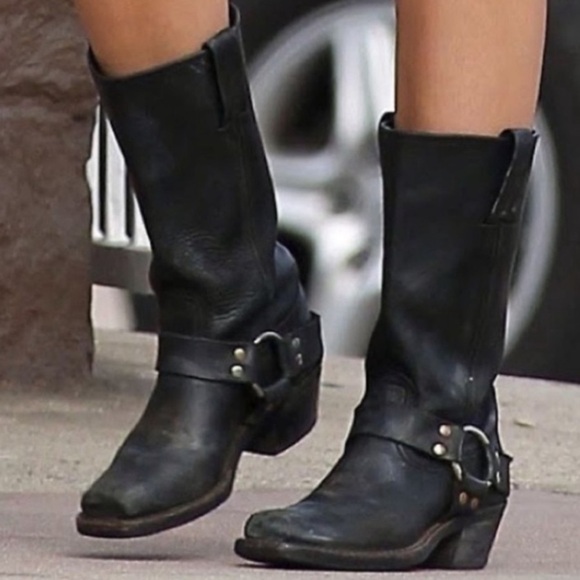 FRYE harness boots black size 11 Western square toe cowboy biker moto 👢 - Picture 9 of 9